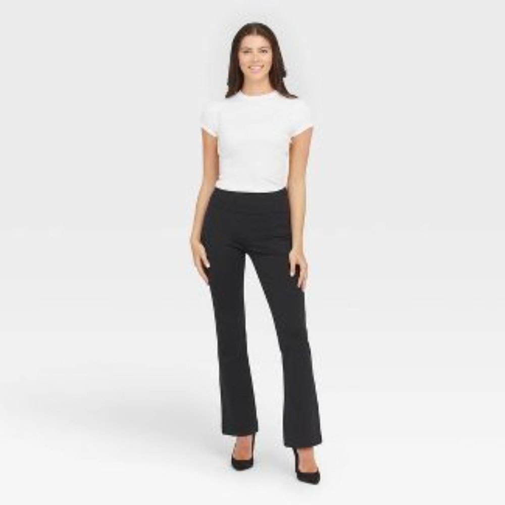 ASSETS by SPANX Women's Ponte Shaping Flare Leggings - Black Large NWT
